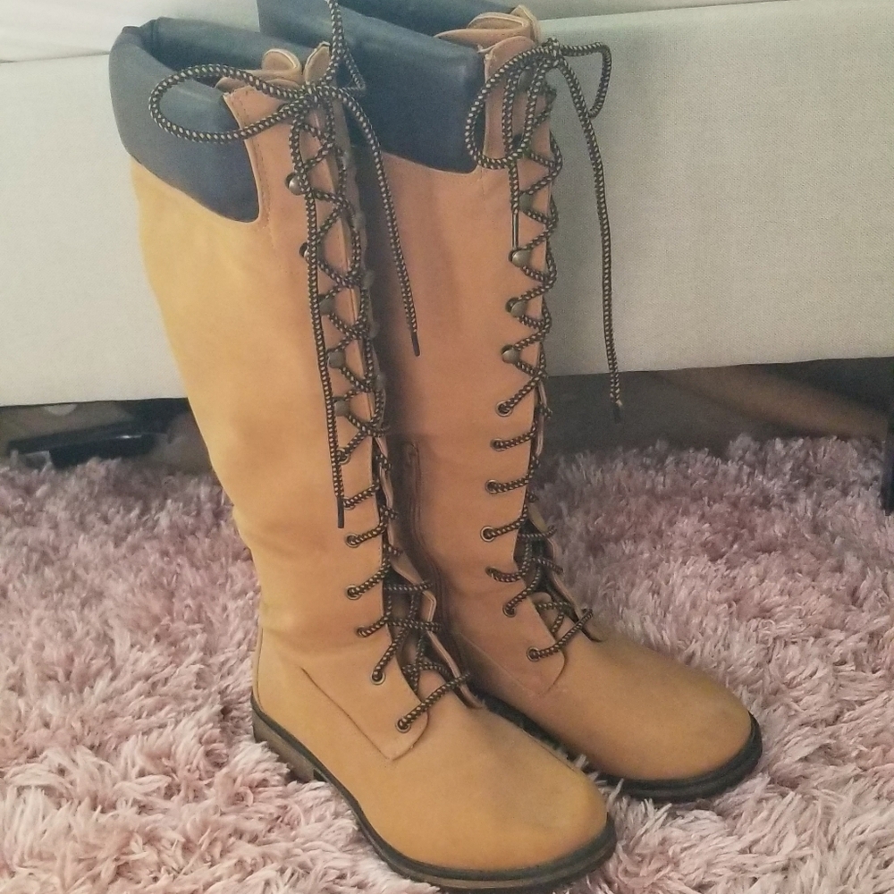 Knee high camel boots